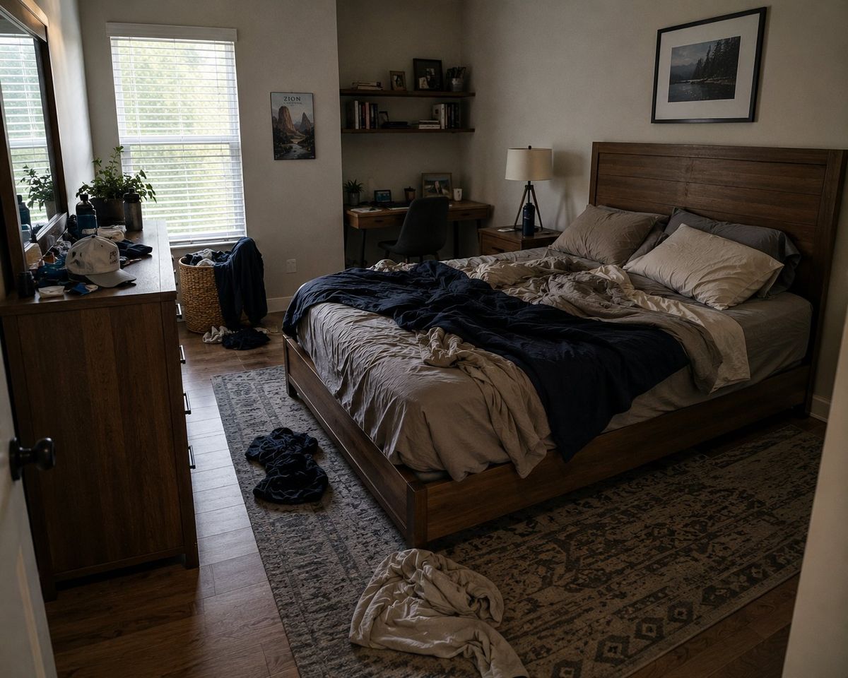 Bedroom before cleaning